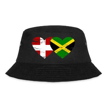 Denmark Jamaica flag heart used - Bucket Hat - black - Front - Lela (165cm)