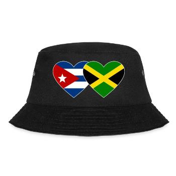 Kuba Jamaika Flagge Herz - Bucket Hat - Schwarz - Vorne - Lela (165cm)
