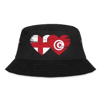 England Tunisia Flag Heart Used - Bucket Hat - black - Front - Lela (165cm)