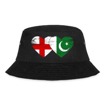 England Pakistan Flag Heart - Bucket Hat - black - Front - Lela (165cm)