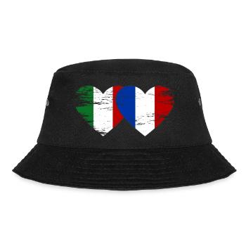 Italy France Flag Heart used - Bucket Hat - black - Front - Lela (165cm)
