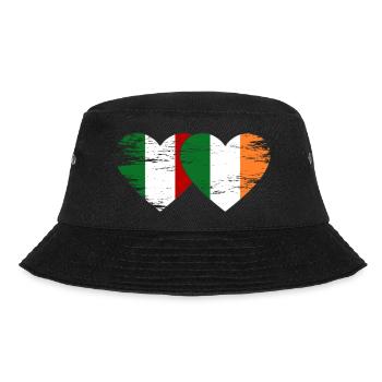 Italy Ireland Flag Heart Used - Bucket Hat - black - Front - Lela (165cm)