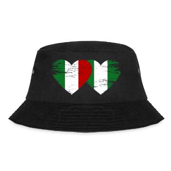 Italy Nigeria flag heart used - Bucket Hat - black - Front - Lela (165cm)
