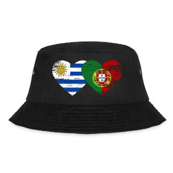 Uruguay Portugal flag heart used - Bucket Hat - black - Front - Lela (165cm)