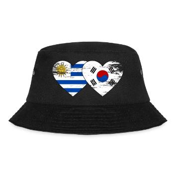 Uruguay Südkorea Flagge Herz used - Bucket Hat - Schwarz - Vorne - Lela (165cm)