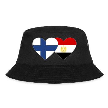 Finland Egypt Flag Hands Heart Shape - Bucket Hat - black - Front - Lela (165cm)