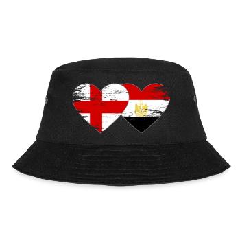 England Egypt Flag Hands Heart Shape Used - Bucket Hat - black - Front - Lela (165cm)