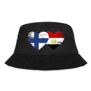 Finland Egypt Flag Hands Heart Shape Used - Bucket Hat - black - Front - Lela (165cm)