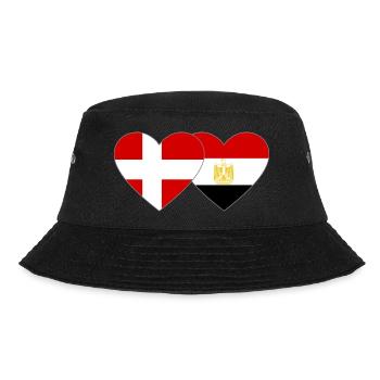 Denmark Egypt Flag Hands Heart Shape - Bucket Hat - black - Front - Lela (165cm)