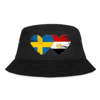 Sweden Egypt Flag Hands Heart Shape Used - Bucket Hat - black - Front - Lela (165cm)
