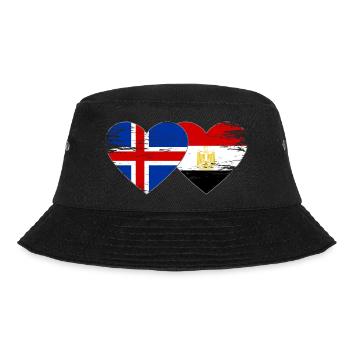 Iceland Egypt Flag Hands Heart Shape Used - Bucket Hat - black - Front - Lela (165cm)