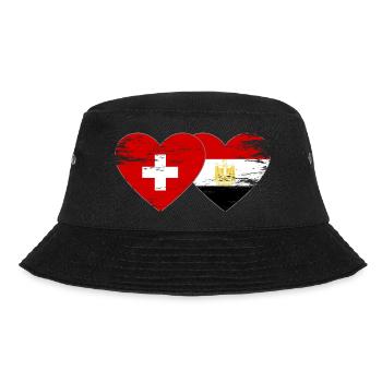 Switzerland Egypt Flag Hands Heart Shape Used - Bucket Hat - black - Front - Lela (165cm)