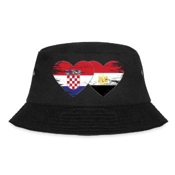 Croatia Egypt Flag Hands Heart Shape Used - Bucket Hat - black - Front - Lela (165cm)