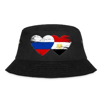 Russia Egypt Flag Hands Heart Shape Used - Bucket Hat - black - Front - Lela (165cm)