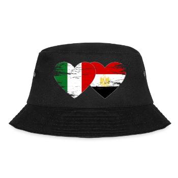 Italy Egypt Flag Hands Heart Shape Used - Bucket Hat - black - Front - Lela (165cm)