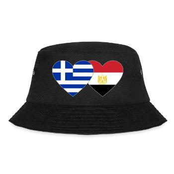 Greece Egypt Flag Hands Heart Shape - Bucket Hat - black - Front - Lela (165cm)