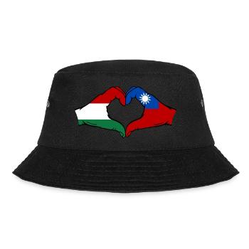 Hungary Taiwan Flag Hands Heart Shape - Bucket Hat - black - Front - Lela (165cm)