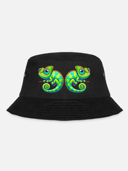 Chamäleon Comic - Bucket Hat - Schwarz