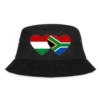 Hungary South Africa Flag Hands Heart Shape - Bucket Hat - black - Front - Lela (165cm)