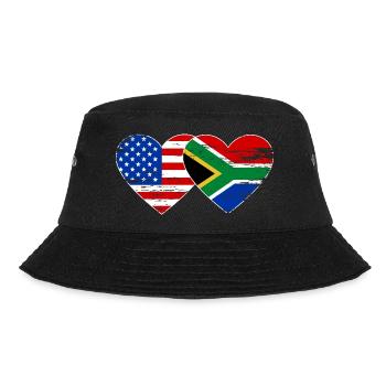 USA South Africa Flag Heart Shape Used - Bucket Hat - black - Front - Lela (165cm)