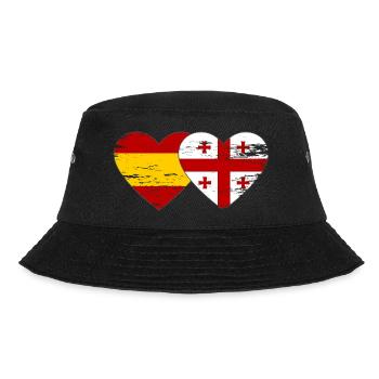 Spain Georgia Flag Heart used - Bucket Hat - black - Front - Lela (165cm)