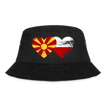 Mazedonien Polen Flagge Herz used - Bucket Hat - Schwarz - Vorne - Lela (165cm)