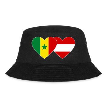 Senegal Österreich Flagge Hände Herzform - Bucket Hat - Schwarz - Vorne - Lela (165cm)