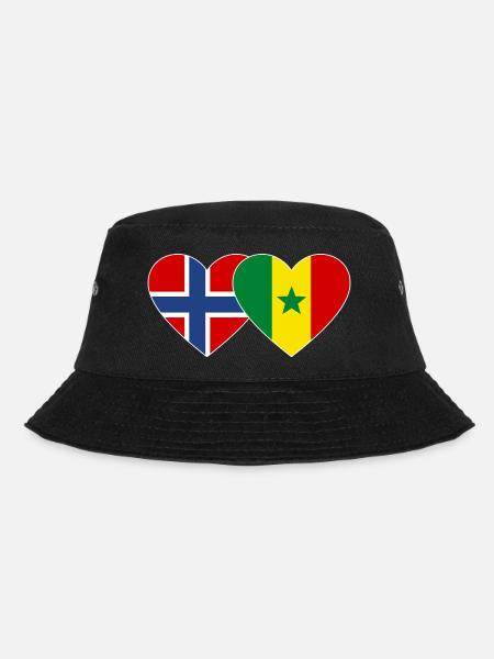 Norwegen Senegal Flagge Herz - Bucket Hat - Schwarz