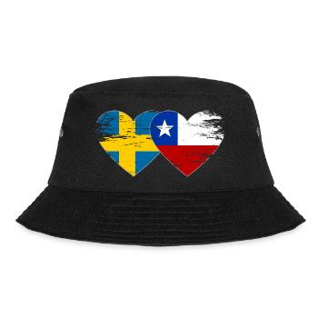 Sweden Chile flag heart used - Bucket Hat - black - Front - Lela (165cm)