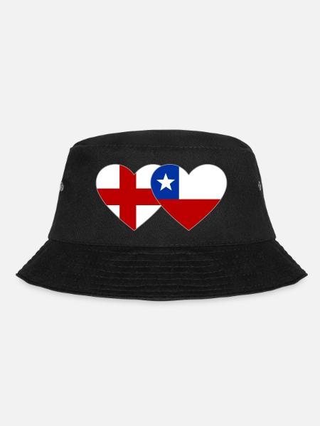 England Chile Flagge Herz - Bucket Hat - Schwarz