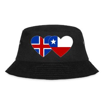 Iceland Chile Flag Heart - Bucket Hat - black - Front - Lela (165cm)