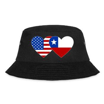 USA Chile Flagge Herz - Bucket Hat - Schwarz - Vorne - Lela (165cm)