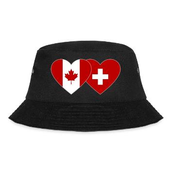 Canada Switzerland Flag Heart - Bucket Hat - black - Front - Lela (165cm)
