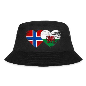 Norway Wales flag heart used - Bucket Hat - black - Front - Lela (165cm)