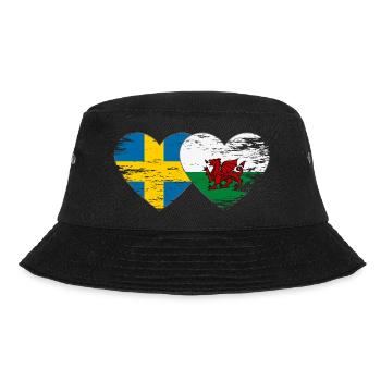 Schweden Wales Flagge Herz used - Bucket Hat - Schwarz - Vorne - Lela (165cm)