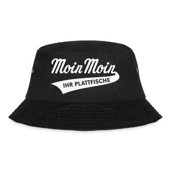 Moin Moin – Ihr Plattfische (Plattdeutsch / White) - Bucket Hat - Schwarz - Vorne - Lela (165cm)