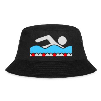 Schwimmer Piktogramm Freistil Welle Pool Sport - Bucket Hat - Schwarz - Vorne - Lela (165cm)