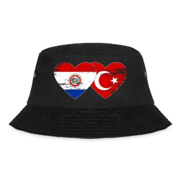 Paraguay Türkei Flagge Herz used - Bucket Hat - Schwarz - Vorne - Lela (165cm)