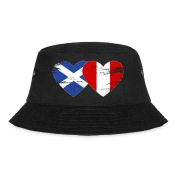 Schottland Peru Flagge Herz used - Bucket Hat - Schwarz - Vorne - Lela (165cm)