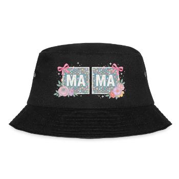 MAMA Floral Squares and Pink Bows | Retro - Bucket Hat - black - Front - Lela (165cm)