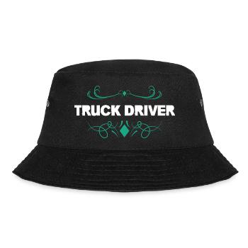 Trucker Fahrer Ornament – Vintage Flourish - Bucket Hat - Schwarz - Vorne - Lela (165cm)
