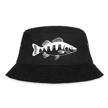 Angler Barsch Fisch Angeln Geschenk Angelsport - Bucket Hat - Schwarz - Vorne