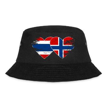 Thailand Norwegen Flagge Herzform used look - Bucket Hat - Schwarz - Vorne