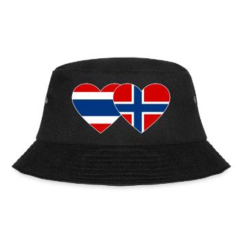 Thailand Norwegen Flagge Herzform - Bucket Hat - Schwarz - Vorne