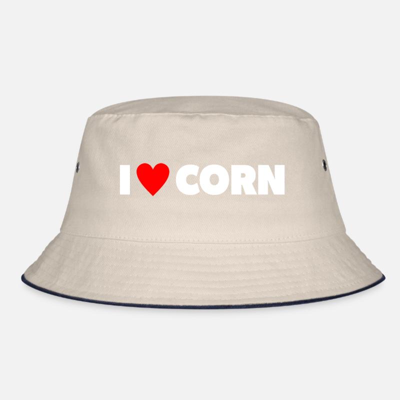 "I ❤ Corn" in weiß mit rotem Herz Bucket Hat