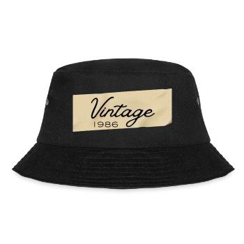 Vintage-Schrift von 1986 auf Holz - Bucket Hat - Schwarz - Vorne - Lela (165cm)
