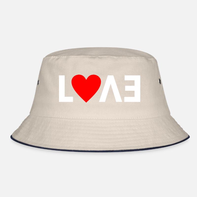 "L❤VE" Abstraktes Design weiß mit rotem Herz Bucket Hat