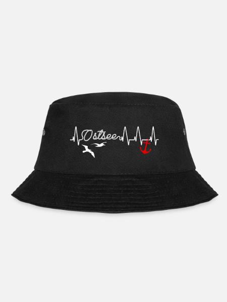 Ostsee Liebe Herzschlag Heartbeat Anker - Bucket Hat - Schwarz