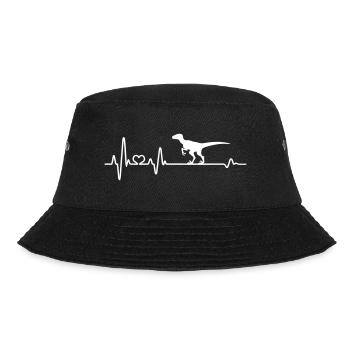 Herzschlag Dinosaurier Velociraptor Dino Urzeit - Bucket Hat - Schwarz - Vorne - Lela (165cm)