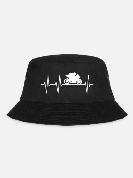 Motorrad Herzschlag Herz Puls Herzklopfen Maschine - Bucket Hat - Schwarz